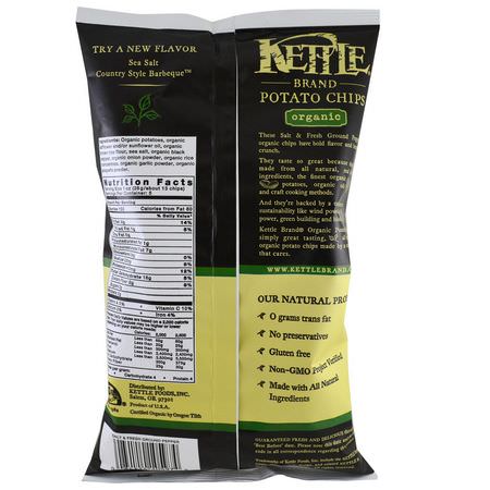 Kettle Foods, Organic Potato Chips, Salt and Fresh Ground Pepper, 5 oz (142 g):رقائق,جبات خفيفة