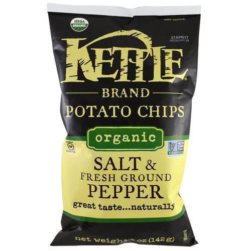 Kettle Foods, Organic Potato Chips, Salt and Fresh Ground Pepper, 5 oz (142 g) فوائد