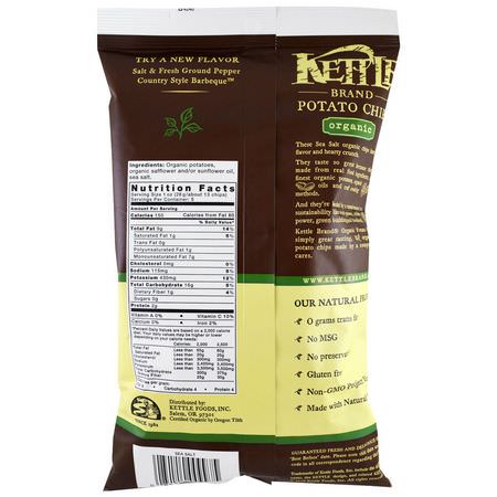Kettle Foods, Organic Potato Chips, Sea Salt, 5 oz (142 g):رقائق,جبات خفيفة