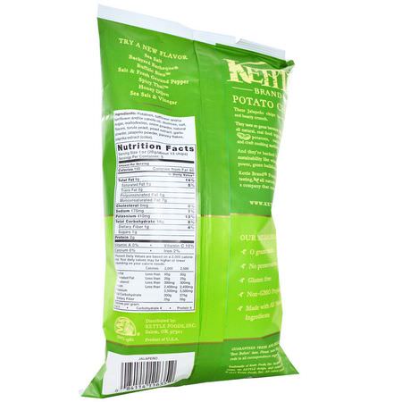 Kettle Foods, Potato Chips, Hot! Jalapeno, 5 oz (142 g):الرقائق ,ال,جبات الخفيفة
