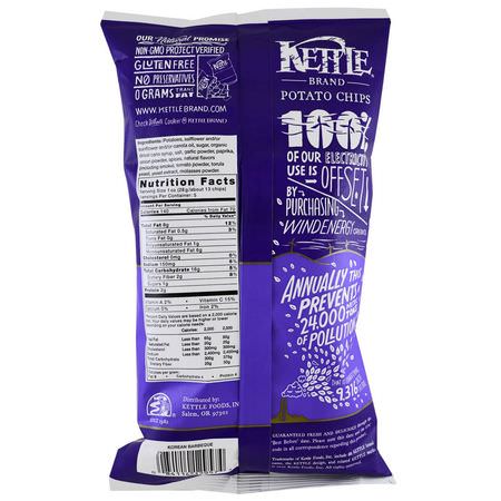 Kettle Foods, Potato Chips, Korean Barbeque, 5 oz (142 g):الرقائق ,ال,جبات الخفيفة
