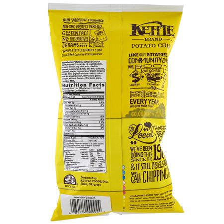 Kettle Foods, Potato Chips, New York Cheddar, 5 oz (142 g):Chips, وجبات خفيفة