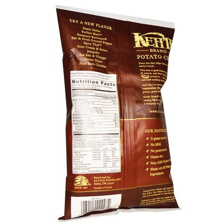 Kettle Foods, Potato Chips, Sea Salt, 5 oz (142 g):الرقائق ,ال,جبات الخفيفة