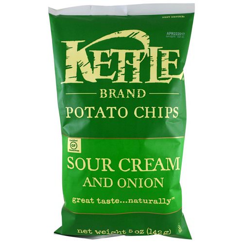 Kettle Foods, Potato Chips, Sour Cream and Onion, 5 oz (142 g) فوائد