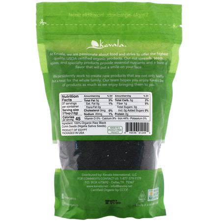 Kevala, Organic Black Cumin Seeds, Raw, 16 oz (454 g):البذ,ر ,المكسرات