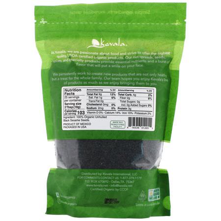 Kevala, Organic Black Sesame Seeds, Raw, Unhulled, 16 oz (454 g):البذ,ر ,المكسرات