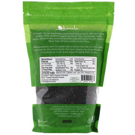 Kevala, Organic Black Toasted Sesame Seeds, Unhulled, 16 oz (454 g):البذ,ر ,المكسرات