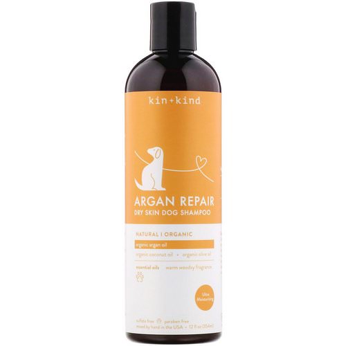 Kin+Kind, Argan Repair, Dry Skin Dog Shampoo, Warm Woody Fragrance, 12 fl oz (354 ml) فوائد