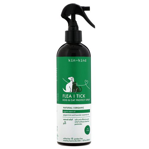 Kin+Kind, Flea and Tick, Dog & Cat Protect Spray, 12 fl oz (354 ml) فوائد