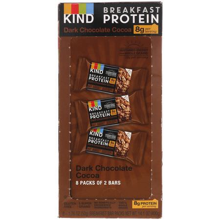 KIND Bars, Breakfast Protein, Dark Chocolate Cocoa, 8 Pack of 2 Bars, 1.76 oz (50 g) Each:حب,ب الحب,ب, الإفطار