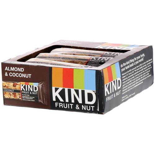 KIND Bars, Fruit & Nut Bar, Almond & Coconut, 12 Bars, 1.4 oz (40 g) Each فوائد