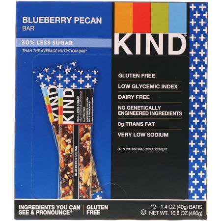 KIND Bars, Kind Plus, Blueberry Pecan, 12 Bars, 1.4 oz (40 g) Each:قضبان ال,جبات الخفيفة ,الحانات الغذائية
