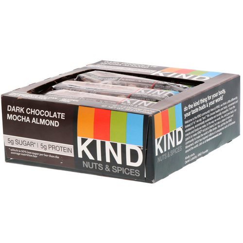 KIND Bars, Nuts & Spices, Dark Chocolate Mocha Almond, 12 Bars, 1.4 oz (40 g) Each فوائد