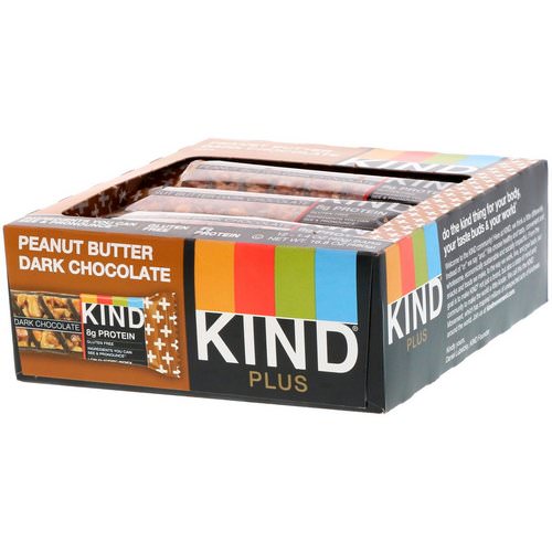 KIND Bars, Kind Plus, Peanut Butter Dark Chocolate Bar, 12 Bars, 1.4 oz (40 g) Each فوائد