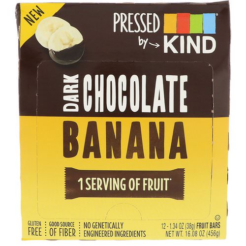 KIND Bars, Pressed by KIND, Dark Chocolate Banana, 12 Fruit Bars, 1.35 oz (38 g) Each فوائد