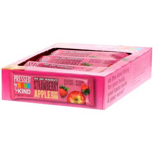 KIND Bars, Pressed by KIND, Strawberry Apple Cherry Chia, 12 Fruit Bars, 1.2 oz (35 g) Each فوائد