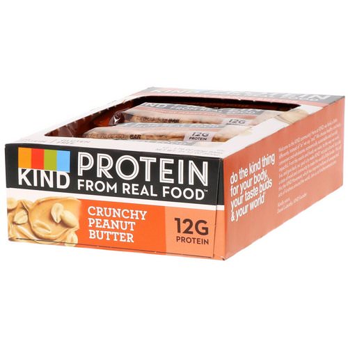 KIND Bars, Protein Bars, Crunchy Peanut Butter, 12 Bars, 1.76 oz (50 g) Each فوائد
