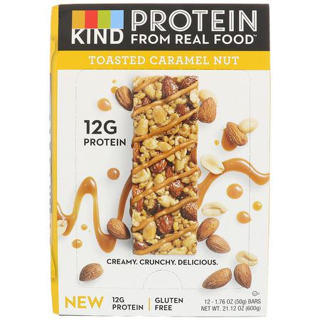 KIND Bars, Protein Bars, Toasted Caramel Nut, 12 Bars, 1.76 oz (50 g) Each:أشرطة بر,تين الص,يا, أشرطة البر,تين