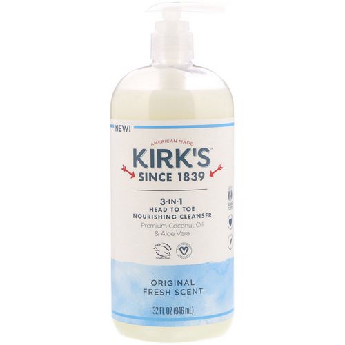 Kirk's, 3-in-1 Head to Toe Nourishing Cleanser, Original Fresh Scent, 32 fl oz (946 ml) فوائد