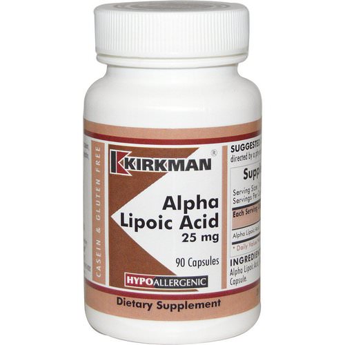 Kirkman Labs, Alpha Lipoic Acid, 25 mg, 90 Capsules فوائد