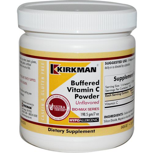 Kirkman Labs, Buffered Vitamin C Powder, Unflavored, 7 oz (198.5 g) فوائد