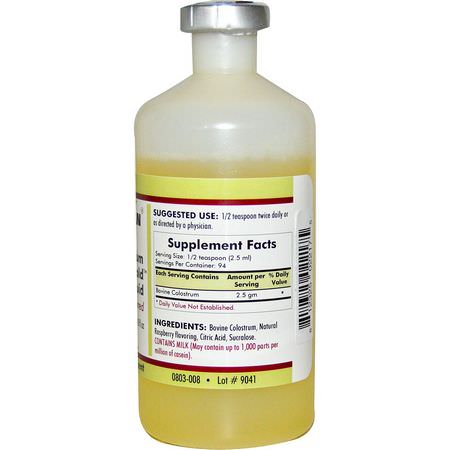 Kirkman Labs, Colostrum Gold Liquid, Flavored, 8 fl oz (237 ml):اللبأ, الهضم