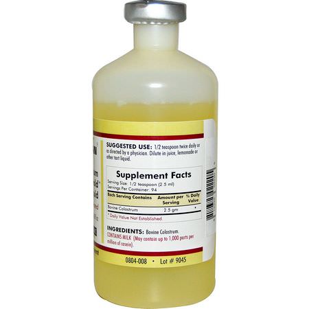 Kirkman Labs, Colostrum Gold Liquid, Hypoallergenic, Unflavored, 8 fl oz (237 ml):اللبأ, الهضم