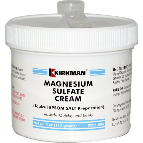 Kirkman Labs, Magnesium Sulfate Cream, 4 oz (113 g) فوائد