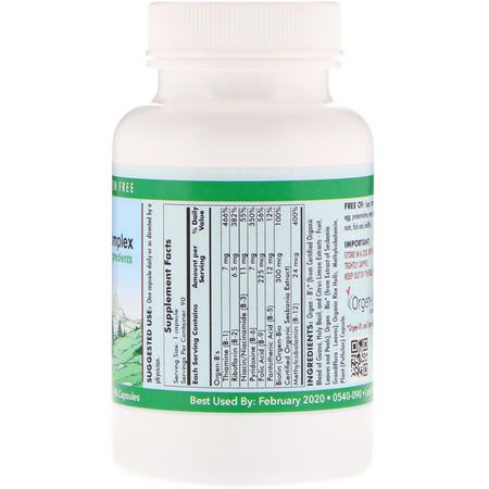 Kirkman Labs, Organic Vitamin B-Complex, 90 Capsules:مجمع فيتامين ب, فيتامين ب