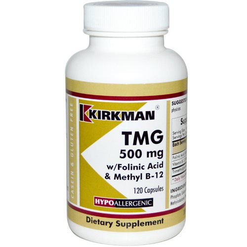 Kirkman Labs, TMG, With Folinic Acid & Methyl B-12, 500 mg, 120 Capsules فوائد