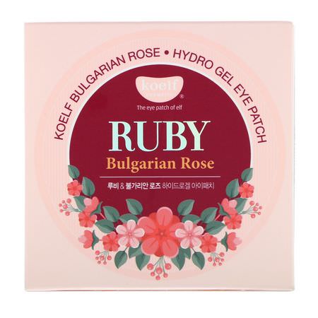 Koelf, Ruby Bulgarian Rose Hydro Gel Eye Patch, 60 Patches:أقنعة ال,جه K-جمال, التقشير