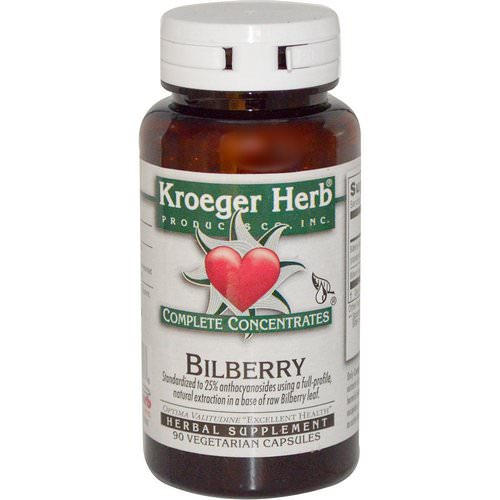 Kroeger Herb Co, Bilberry, 90 Veggie Caps فوائد