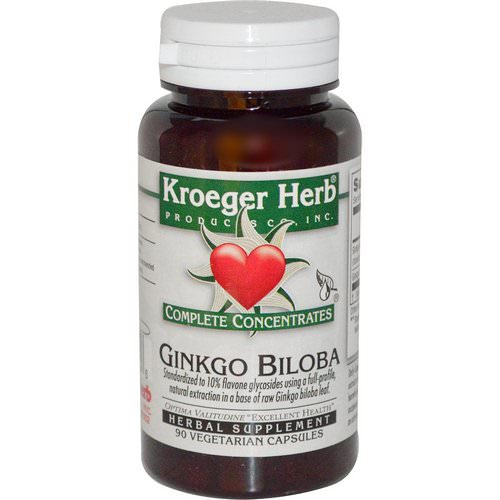 Kroeger Herb Co, Complete Concentrates, Ginkgo Biloba, 90 Veggie Caps فوائد