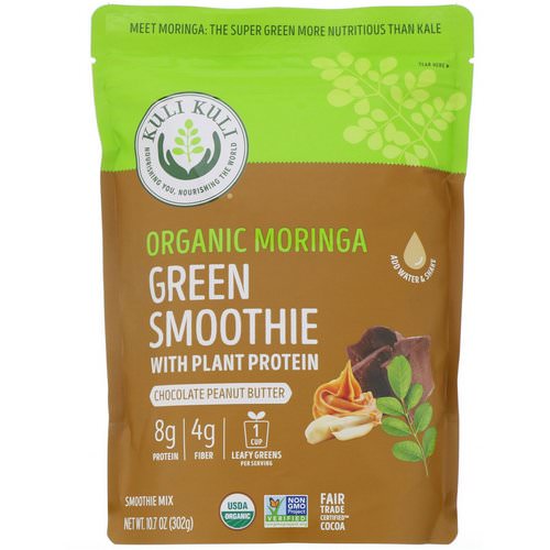 Kuli Kuli, Organic Moringa Green Smoothie With Plant Protein, Chocolate Peanut Butter, 10.7 oz (302 g) فوائد