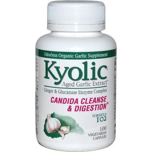 Kyolic, Aged Garlic Extract, Candida Cleanse & Digestion, Formula 102, 100 Vegetarian Caps فوائد