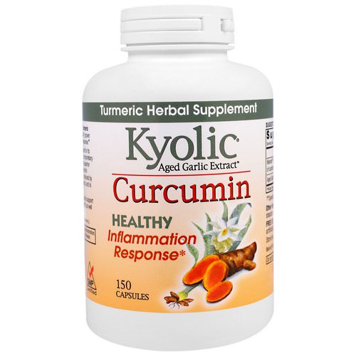 Kyolic, Aged Garlic Extract, Inflammation Response, Curcumin, 150 Capsules فوائد