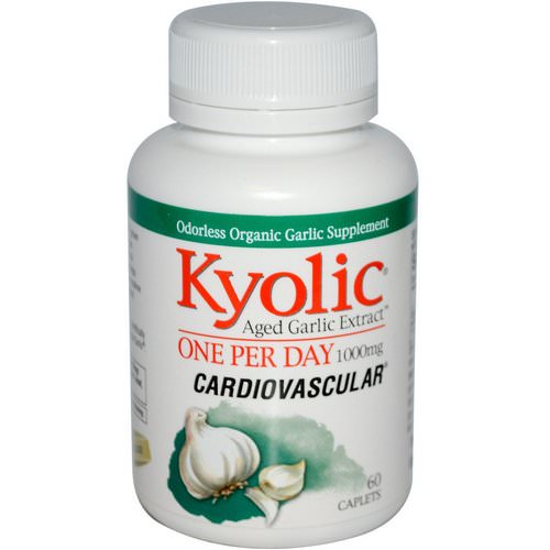 Kyolic, Aged Garlic Extract, One Per Day, Cardiovascular, 1000 mg, 60 Caplets فوائد