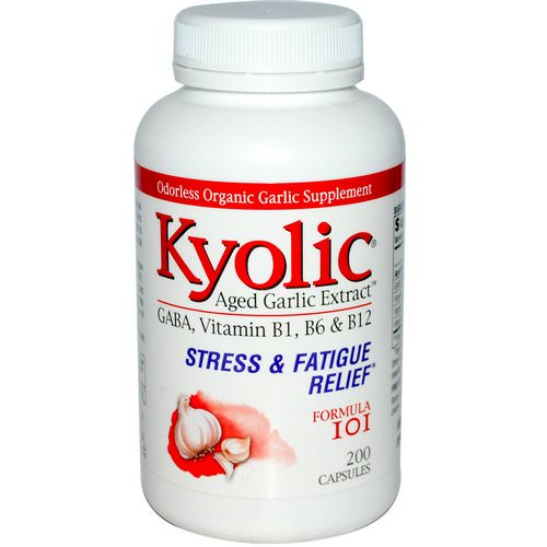 Kyolic, Aged Garlic Extract, Stress & Fatigue Relief, Formula 101, 200 Capsules فوائد