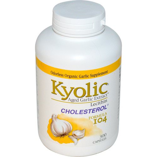 Kyolic, Aged Garlic Extract with Lecithin, Cholesterol Formula 104, 300 Capsules فوائد