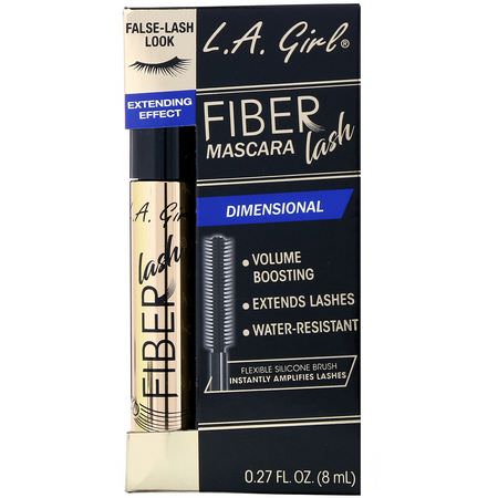 L.A. Girl, Fiber Lash Mascara, Intense Black, 0.27 fl oz (8 ml):ماسكارا, عي,ن