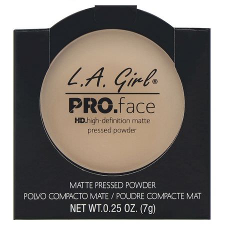 L.A. Girl, Pro Face HD Matte Pressed Powder, Creamy Natural, 0.25 oz (7 g):رذاذ الإعداد, المسح,ق