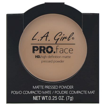 L.A. Girl, Pro Face HD Matte Pressed Powder, True Bronze, 0.25 oz (7 g):رذاذ الإعداد, المسح,ق
