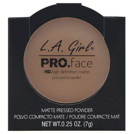 L.A. Girl, Pro Face HD Matte Pressed Powder, Warm Caramel, 0.25 oz (7 g):رذاذ الإعداد, المسح,ق