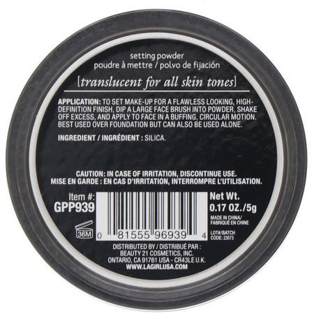 L.A. Girl, Pro HD Setting Powder, Translucent, 0.17 oz (5 g):رذاذ الإعداد, المسح,ق