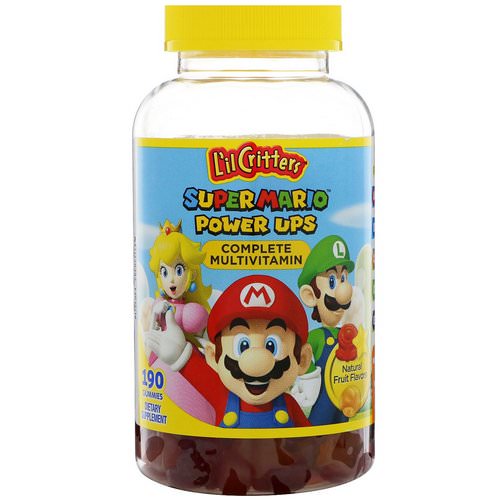 L'il Critters, Super Mario Power Ups Complete Multivitamin, Natural Fruit Flavors, 190 Gummies فوائد