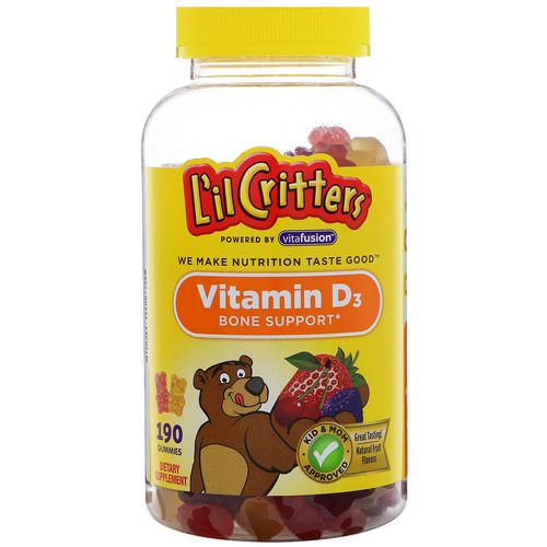 L'il Critters, Vitamin D3 Bone Support Gummy Vitamin, Natural Fruit Flavors, 190 Gummies فوائد