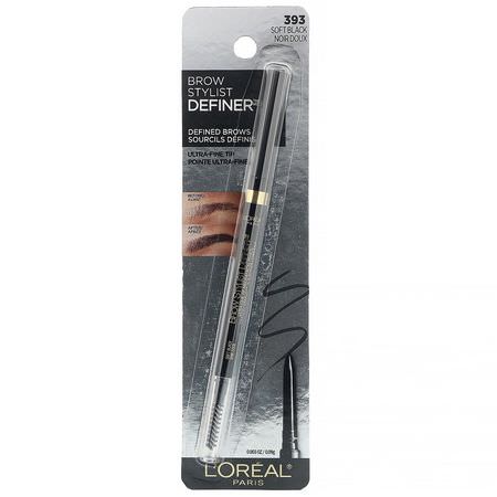 L'Oreal, Brow Stylist Definer, Ultra Fine Tip, 393 Soft Black, 0.003 oz (0.09 g):حاجب العين, عيون