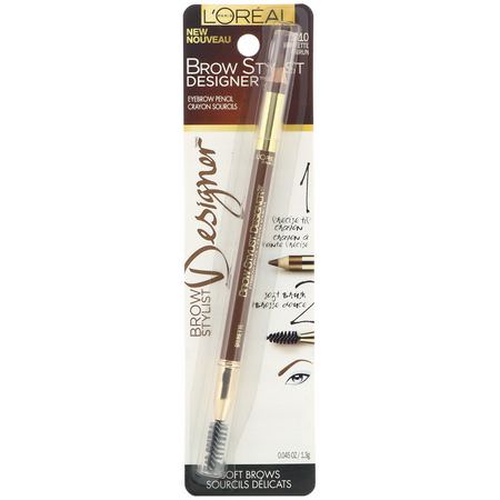 L'Oreal, Brow Stylist Designer Eyebrow Pencil, 310 Brunette, 0.045 oz (1.3 g):حاجب العين, عيون