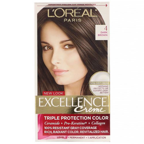 L'Oreal, Excellence Creme, Triple Protection Color, 4 Dark Brown, 1 Application فوائد