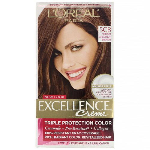 L'Oreal, Excellence Creme, Triple Protection Color, 5CB Medium Chestnut Brown, 1 Application فوائد